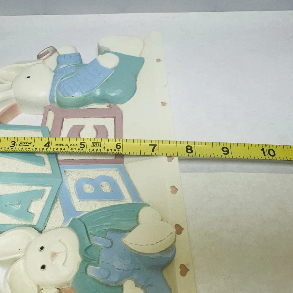 Vintage Homco Wall Hanging Mirror and Shelf Set I Love You Bunnies Balloons 7613